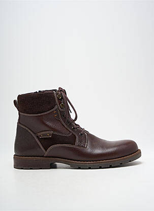 Bottines/boots tissage satiné talon bas marron HOOPER SHOES homme