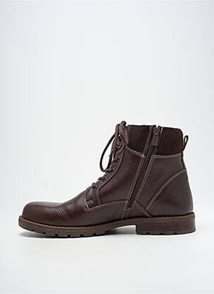 Bottines/boots tissage satiné talon bas marron HOOPER SHOES homme