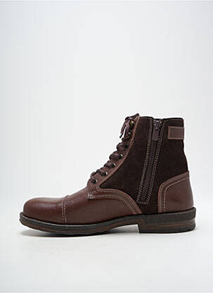 Bottines/boots tissage satiné talon bas marron HOOPER SHOES homme