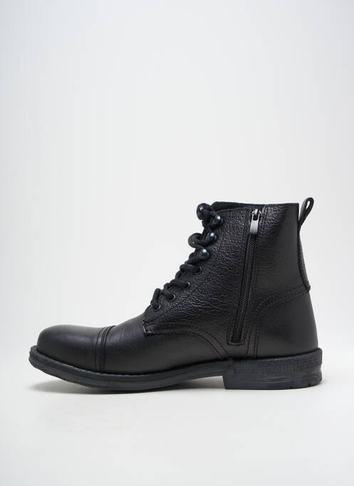 Bottines/boots tissage satiné talon bas noir HOOPER SHOES homme