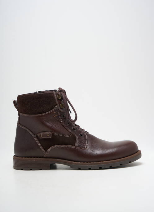 Bottines/boots tissage satiné talon bas marron HOOPER SHOES homme
