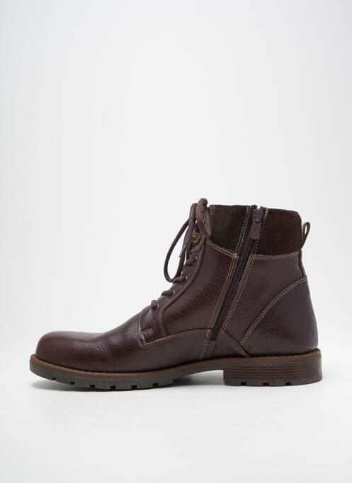 Bottines/boots tissage satiné talon bas marron HOOPER SHOES homme