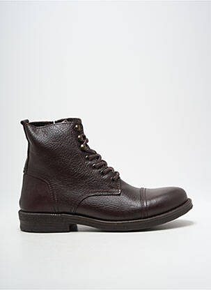 Bottines/boots tissage satiné talon bas marron HOOPER SHOES homme