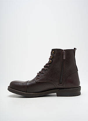 Bottines/boots tissage satiné talon bas marron HOOPER SHOES homme