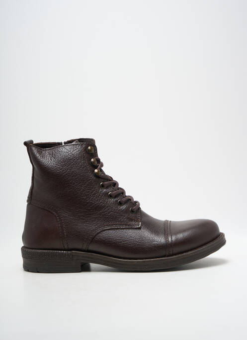 Bottines/boots tissage satiné talon bas marron HOOPER SHOES homme