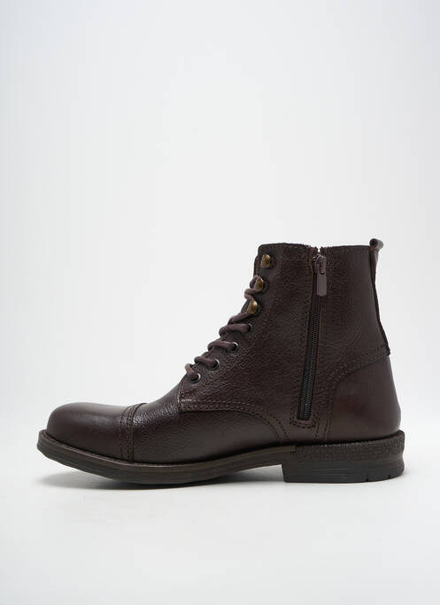 Bottines/boots tissage satiné talon bas marron HOOPER SHOES homme