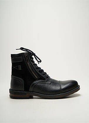 Bottines/boots tissage satiné talon bas noir HOOPER SHOES homme