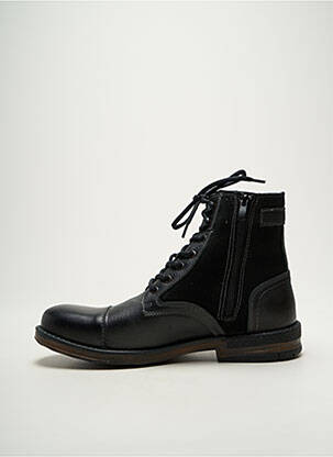 Bottines/boots tissage satiné talon bas noir HOOPER SHOES homme