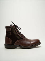 Bottines/boots tissage satiné talon bas marron HOOPER SHOES homme