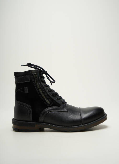Bottines/boots tissage satiné talon bas noir HOOPER SHOES homme