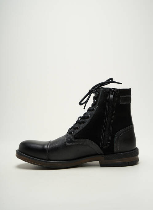 Bottines/boots tissage satiné talon bas noir HOOPER SHOES homme