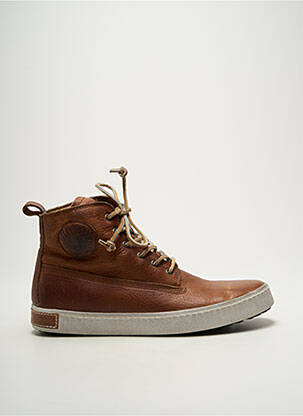 Baskets matière lisse bout rond marron BLACKSTONE homme