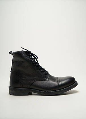 Bottines/boots tissage satiné talon bas noir HOOPER SHOES homme