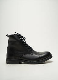 Bottines/boots tissage satiné talon bas noir HOOPER SHOES homme