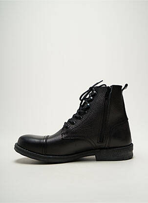Bottines/boots tissage satiné talon bas noir HOOPER SHOES homme