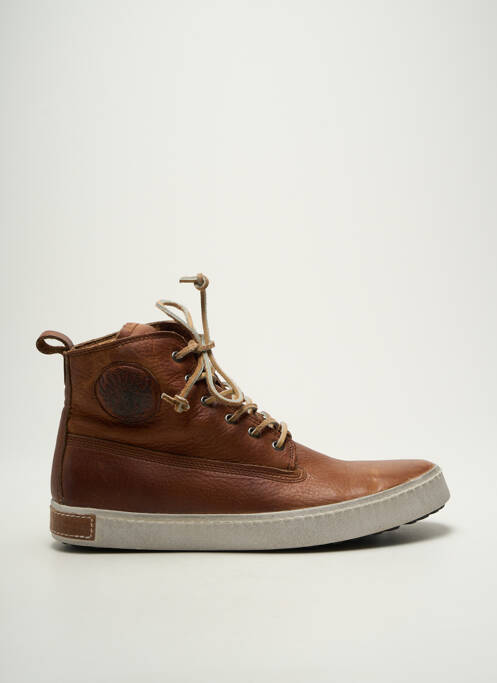 Baskets matière lisse bout rond marron BLACKSTONE homme