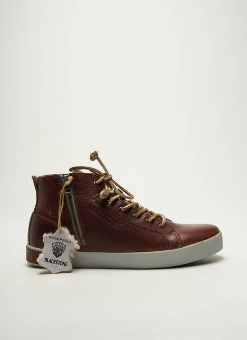 Baskets matière lisse bout rond marron BLACKSTONE homme