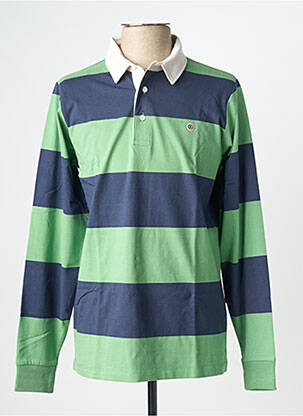 Polo imprimé rayures manches longues vert SERGE BLANCO homme