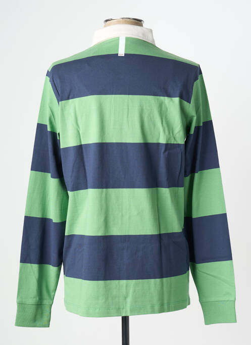 Polo imprimé rayures manches longues vert SERGE BLANCO homme