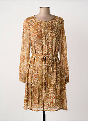 Robe courte manches longues manches longues beige INDI & COLD femme