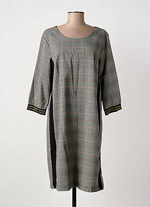 Robe mi-longue manches 3/4 manches 3/4 gris NINATI femme