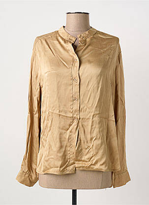 Chemisier coupe cintrée manches longues beige LA REINE TRICOTE femme