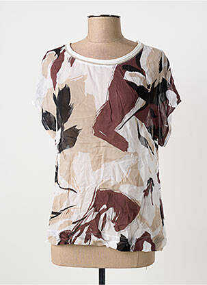 Top imprimé fantaisie manches courtes blanc MARIA BELLENTANI femme