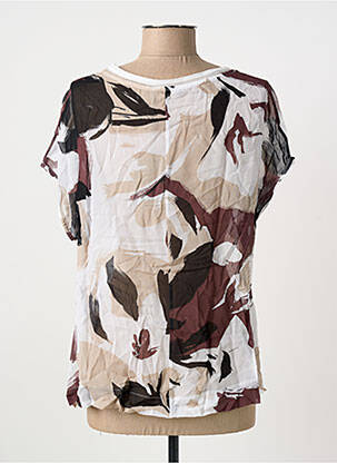 Top imprimé fantaisie manches courtes blanc MARIA BELLENTANI femme