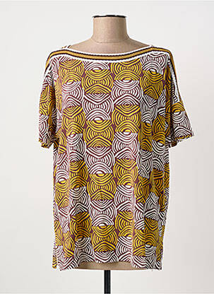 T-shirt imprimé fantaisie manches courtes jaune MARIA BELLENTANI femme