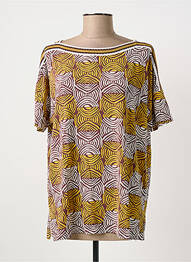 T-shirt imprimé fantaisie manches courtes jaune MARIA BELLENTANI femme