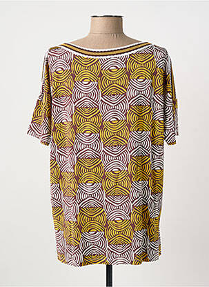 T-shirt imprimé fantaisie manches courtes jaune MARIA BELLENTANI femme