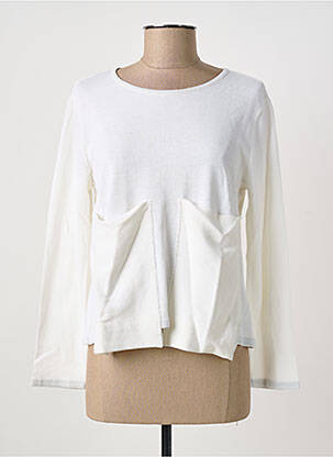 Pull coupe cintrée manches longues blanc MARIA BELLENTANI femme
