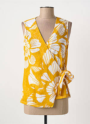 Top stretch sans manche jaune MARIA BELLENTANI femme