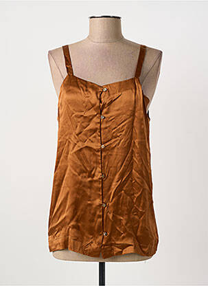 Top col carré fines bretelles marron TRIANA BY C femme