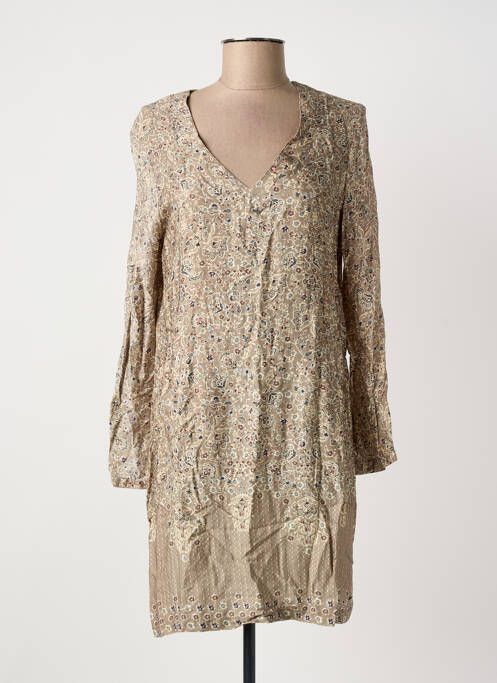 Robe courte manches longues manches longues marron TERRE & MER femme