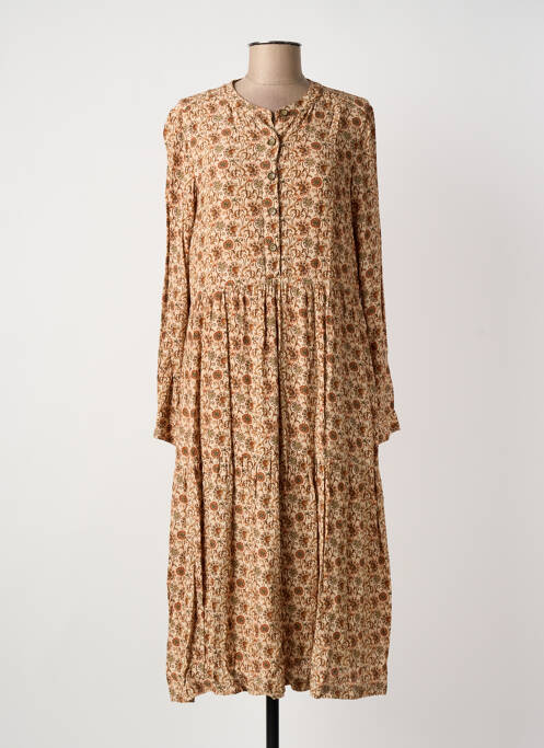 Robe mi-longue beige INDI & COLD pour femme