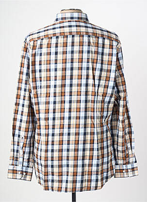 Chemise manches longues imprimé carreaux marron SEIDEN STICKER homme