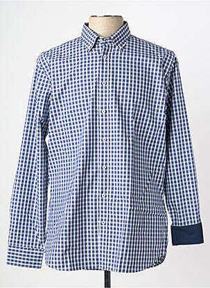 Chemise manches longues imprimé carreaux bleu SEIDEN STICKER homme