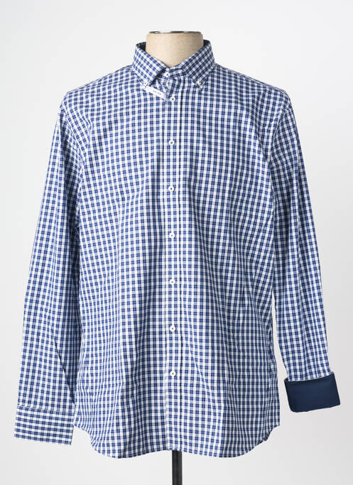 Chemise manches longues imprimé carreaux bleu SEIDEN STICKER homme