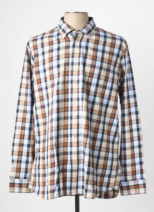 Chemise manches longues imprimé carreaux marron SEIDEN STICKER homme