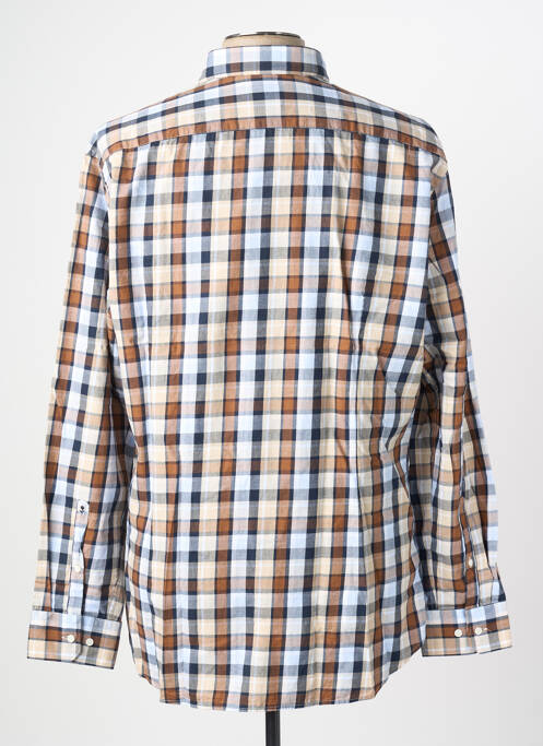 Chemise manches longues imprimé carreaux marron SEIDEN STICKER homme