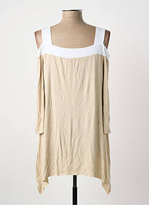 Top col carré manches 3/4 beige MARIA BELLENTANI femme