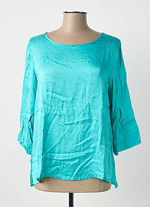 Blouse col rond manches 3/4 bleu MARIA BELLENTANI femme
