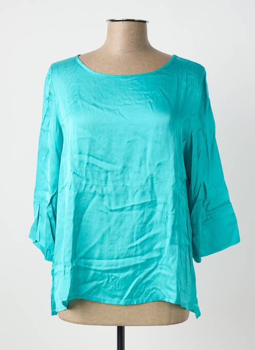 Blouse col rond manches 3/4 bleu MARIA BELLENTANI femme