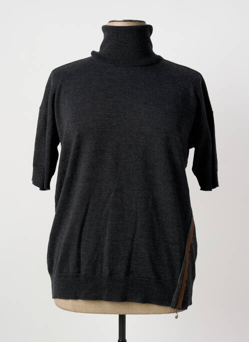 Pull tissage chiné manches courtes gris MARIA BELLENTANI femme