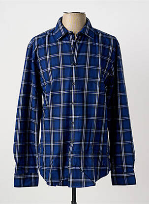 Chemise manches longues imprimé carreaux bleu SEIDEN STICKER homme