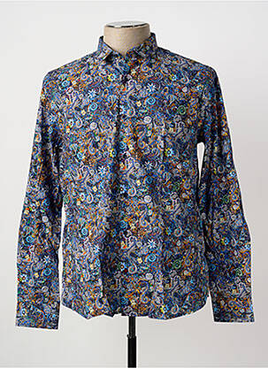 Chemise manches longues imprimé fantaisie bleu LA CIBLE ROUGE homme