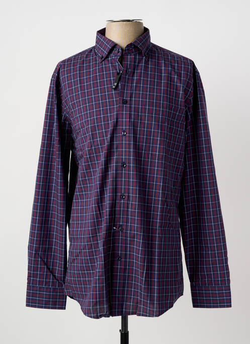 Chemise manches longues imprimé carreaux bleu SEIDEN STICKER homme