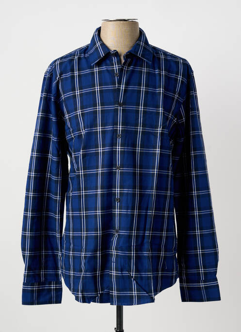 Chemise manches longues imprimé carreaux bleu SEIDEN STICKER homme