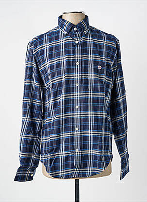 Chemise manches longues imprimé carreaux bleu SERGE BLANCO homme